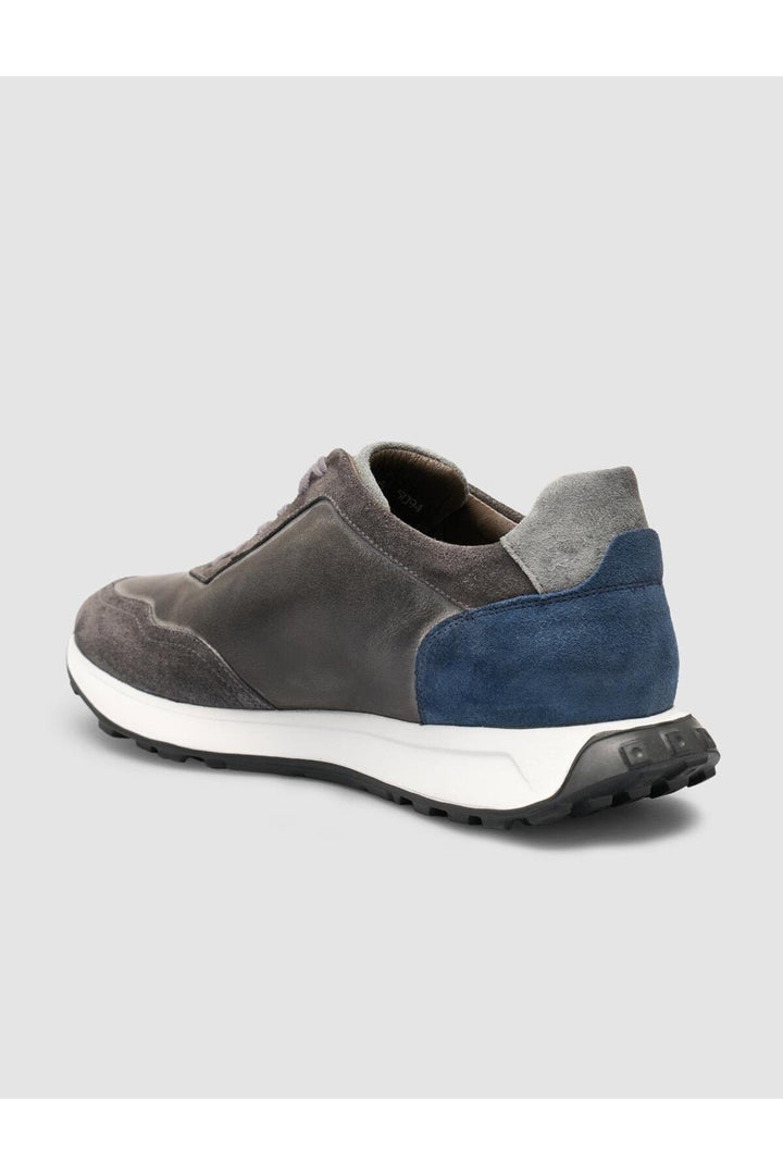 Cabani Shoes Renasen Chaussures de sport pour hommes en cuir véritable gris en suède mélangé à 100% - Gris