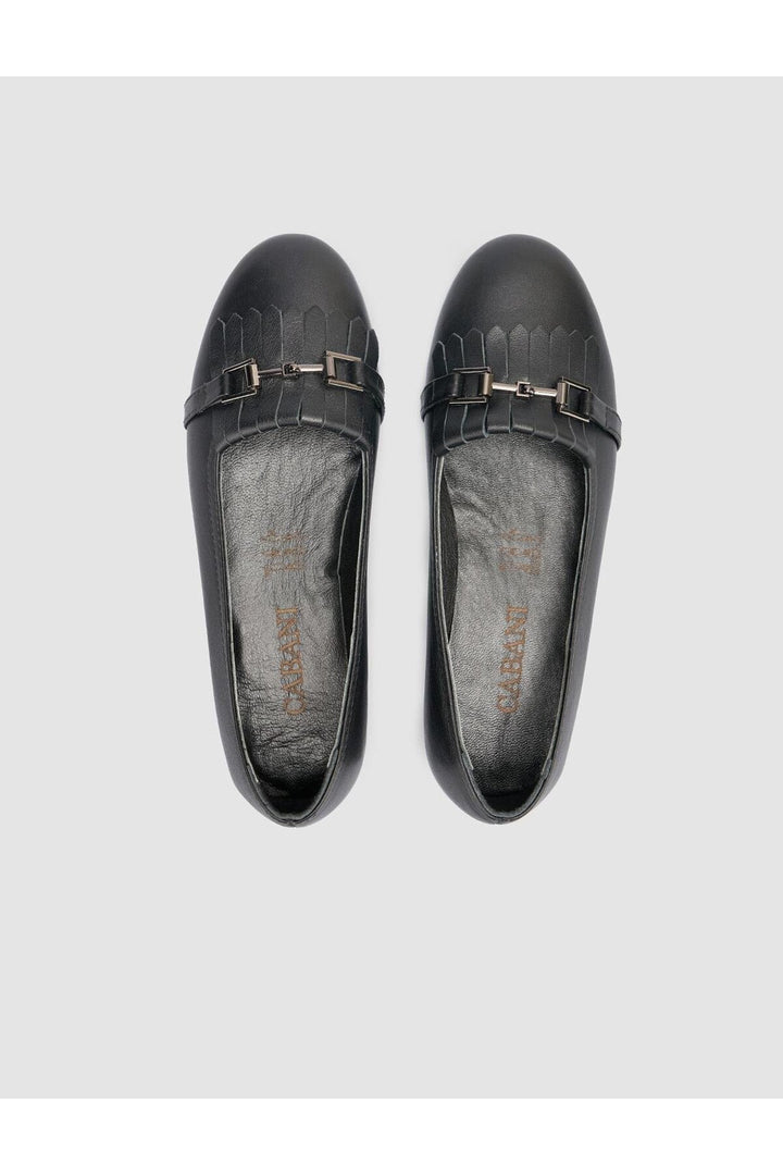Cabani Shoes %100 Cuir Véritable Ballerines Noires pour Femmes - Noir