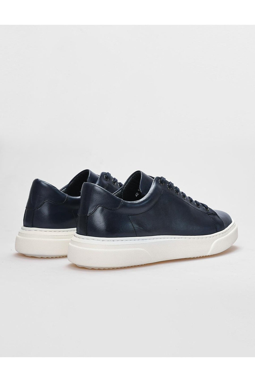 Cabani Shoes Chaussures de sport pour hommes en cuir véritable bleu marine à lacets - Bleu marine