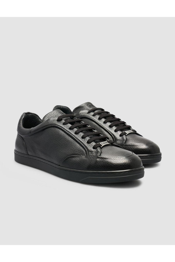 Cabani Shoes Chaussures de sport pour hommes en cuir véritable noir à lacets 100% - Noir