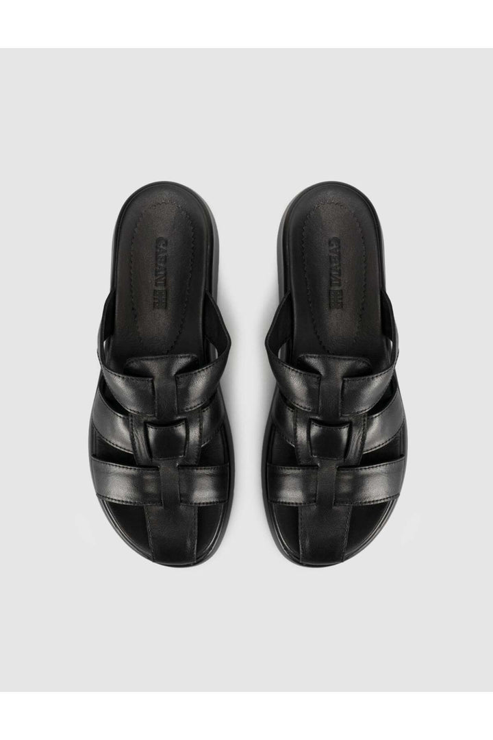 Cabani Shoes Sandale à plateforme en cuir véritable pour femme noire - Multicolore