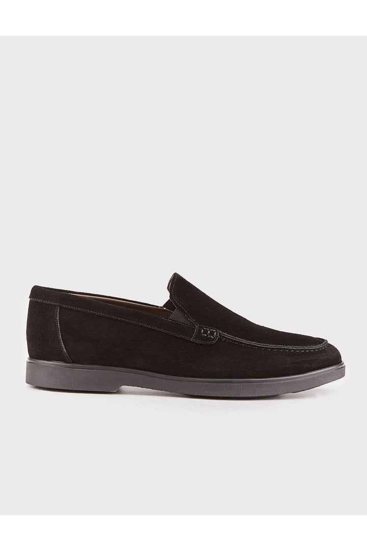 Cabani Shoes Chaussures décontractées pour hommes en cuir suédé véritable avec semelle en caoutchouc légère, noires. - Noir