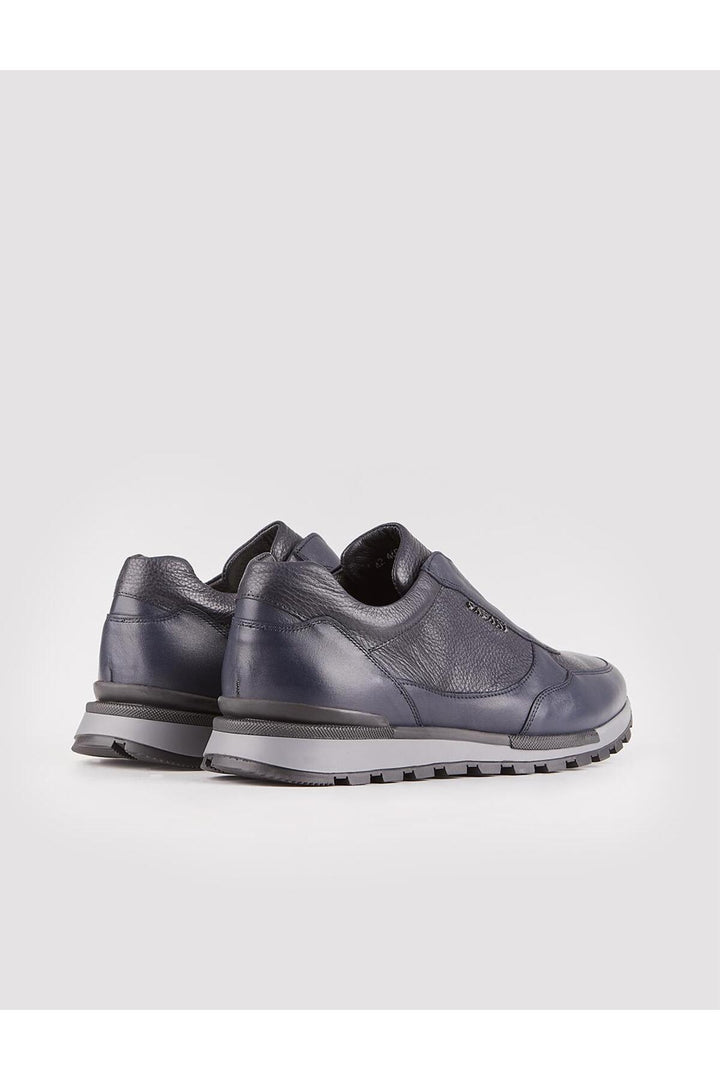 Cabani Shoes Chaussures de sport pour hommes en cuir véritable avec semelle en caoutchouc Bleu marine - Bleu marine