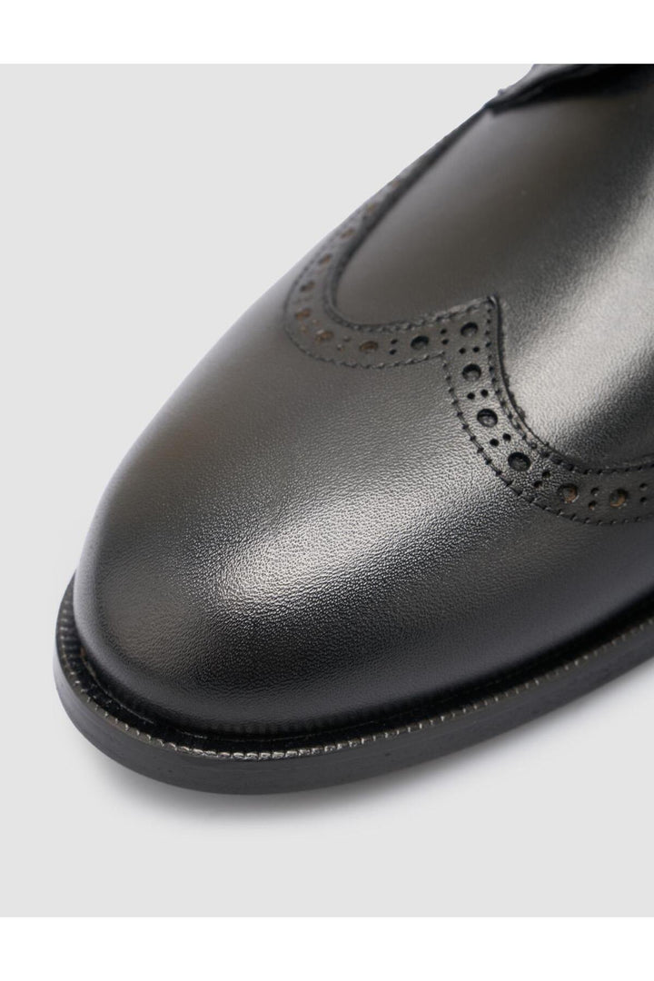 Cabani Shoes Chaussures classiques pour hommes en cuir véritable avec détails en lacets, noires. - Multicolore