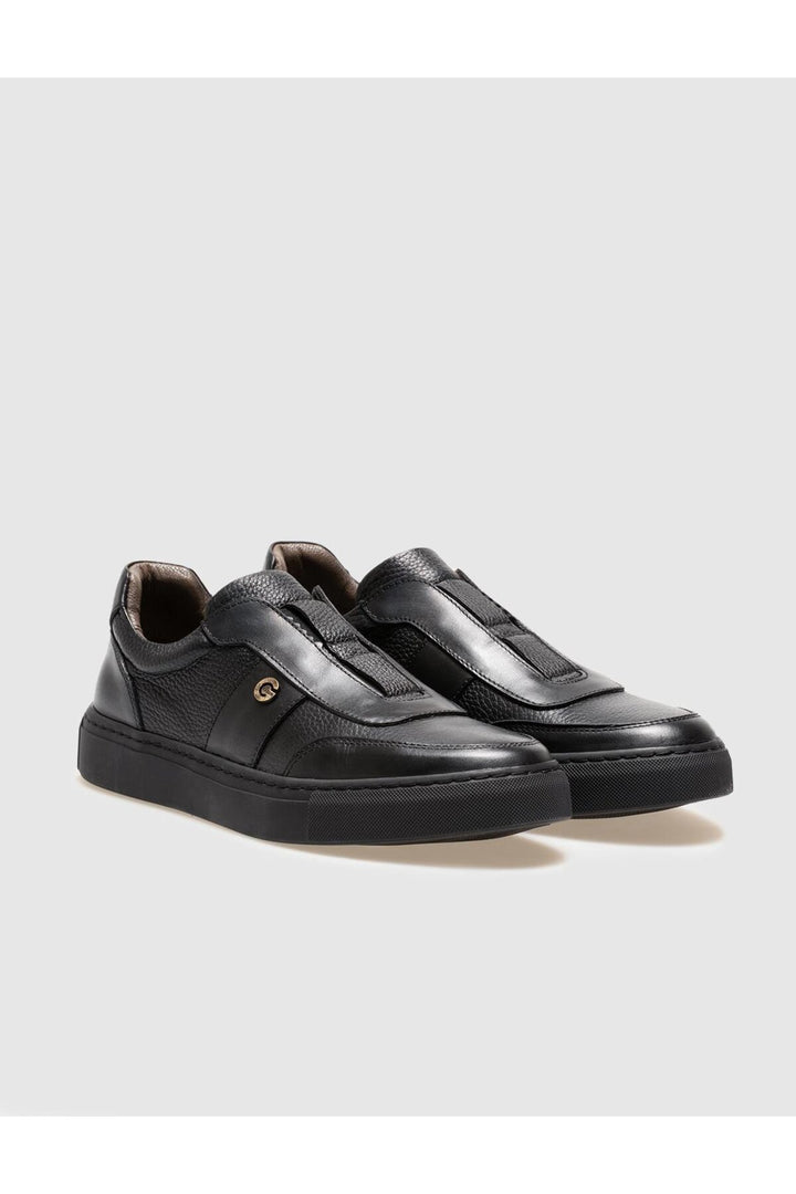 Cabani Shoes Chaussures de sport pour hommes en cuir véritable noir - Noir