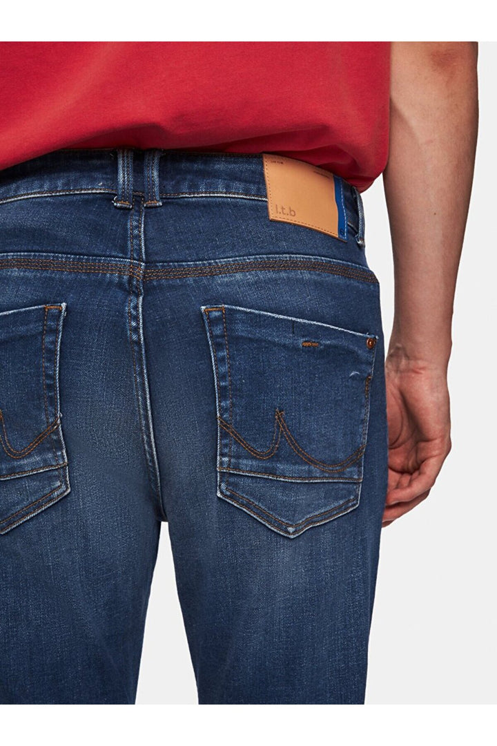 LTB Servando 601 Jean Pantolon à Taille Basse, Jambe Étroite et Large - Foncé Bleu_55656