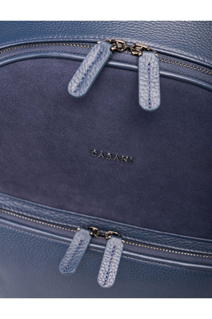 Cabani Shoes Sac à dos pour homme en cuir véritable bleu marine (avec poche avant, zippé) - Multicolore