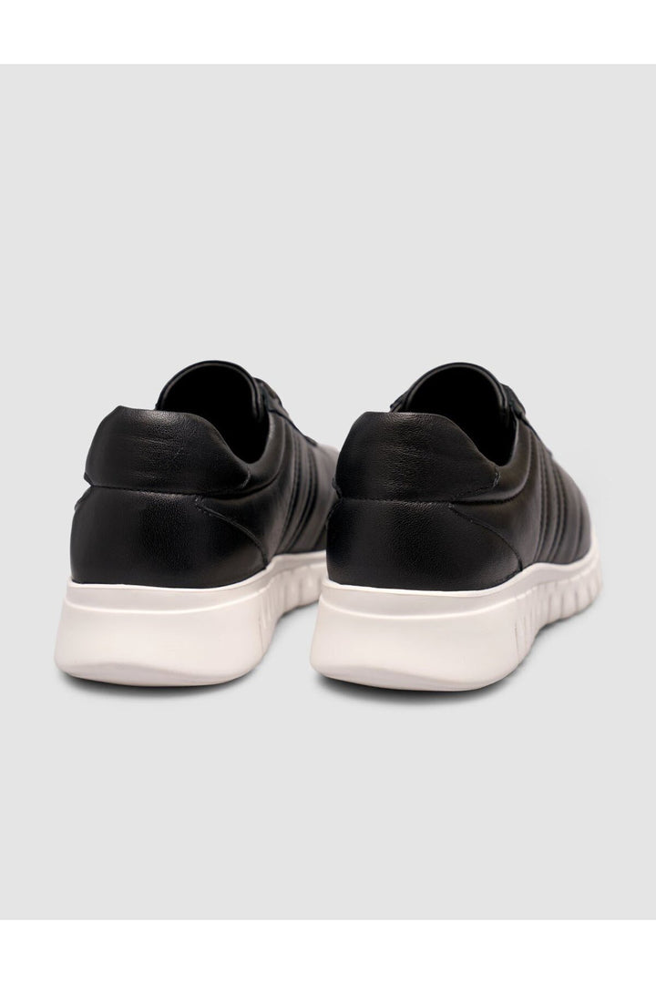 Cabani Shoes Baskets à lacets pour femmes en cuir véritable noir - Multicolore
