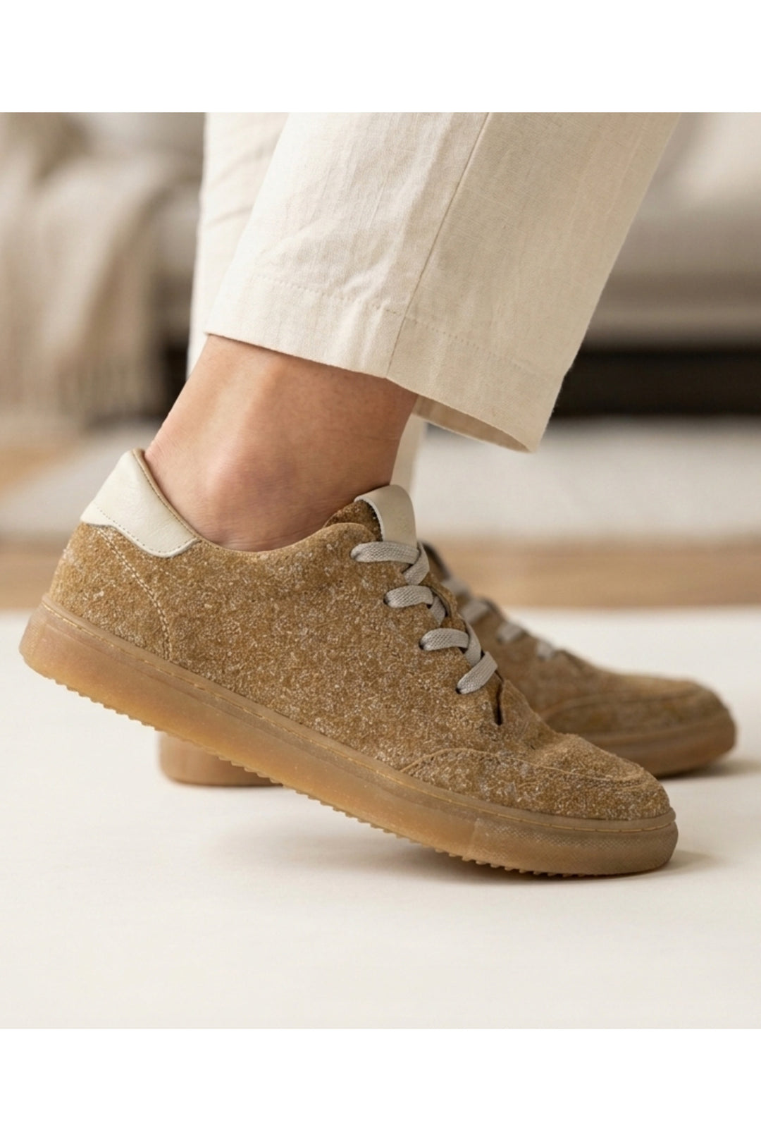 Wavelys Baskets texturées couleur tabac pour femme - Tabac
