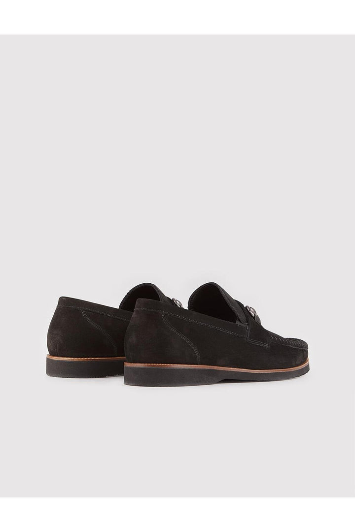 Cabani Shoes Chaussures décontractées noires en cuir véritable avec accessoire en métal pour homme - Multicolore