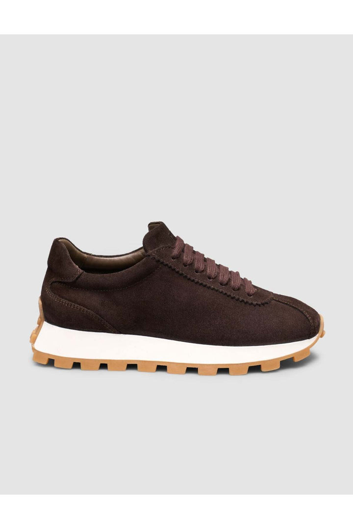Cabani Shoes Baskets pour femmes en cuir véritable de vachette marron - Multicolore