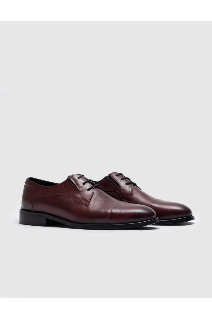 Cabani Shoes Chaussures classiques pour hommes en cuir véritable bordeaux à lacets - Bordeaux