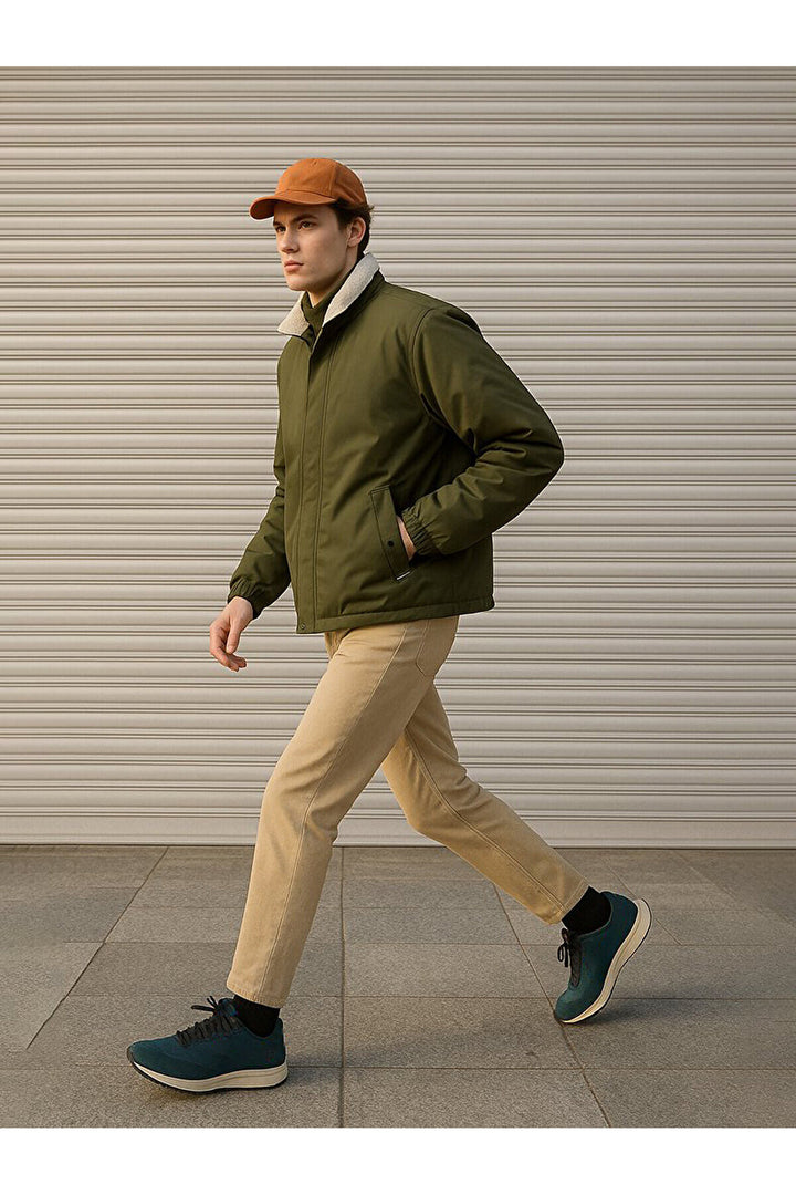 LTB Manteau vert avec poche zippée et col chemise