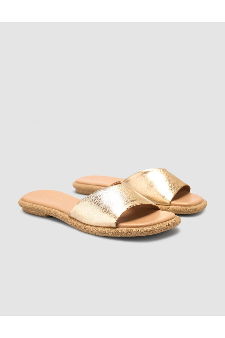Cabani Shoes Sandales pour femmes en cuir véritable couleur or à 100% - Doré