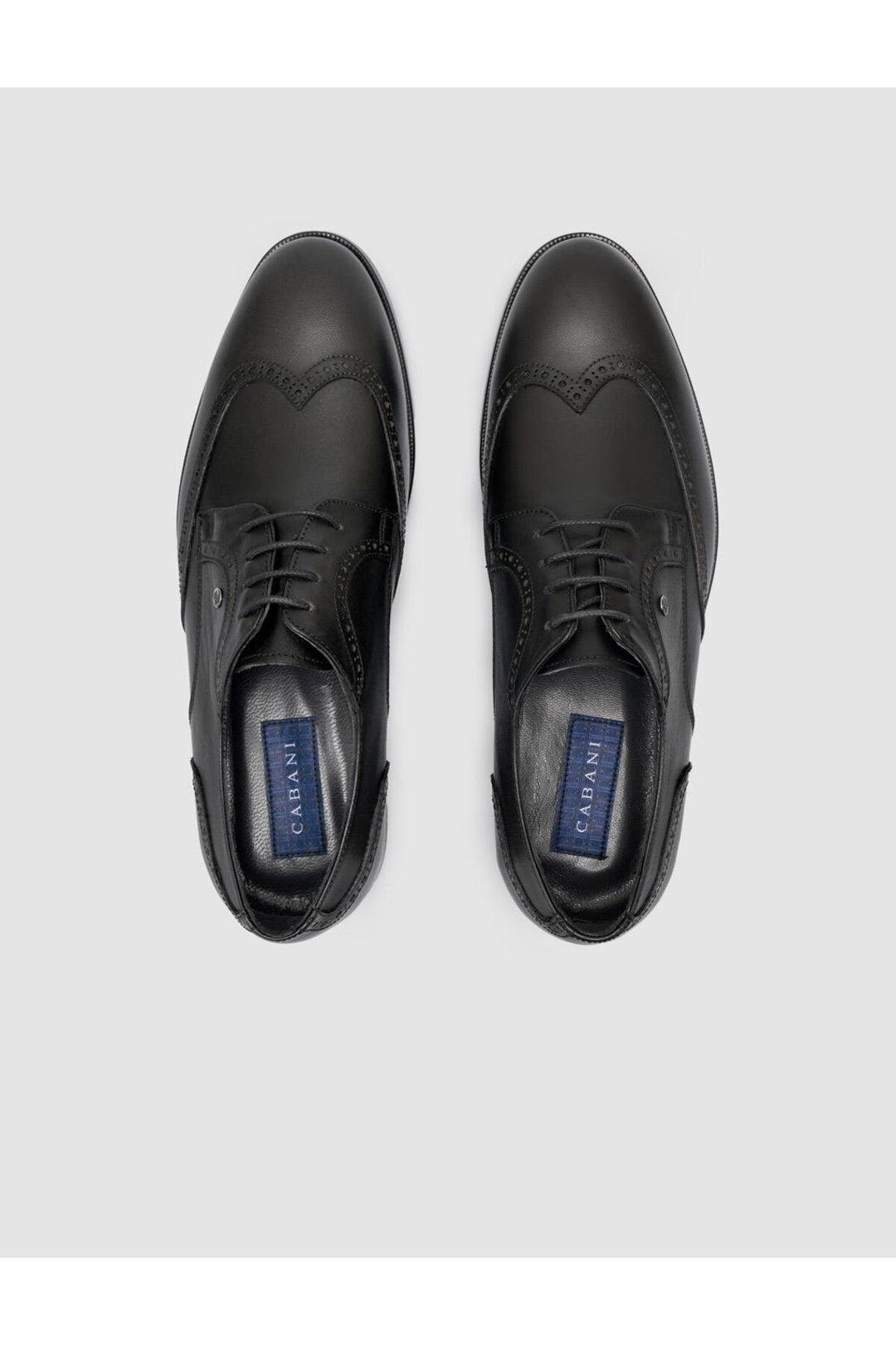 Cabani Shoes Chaussures classiques pour hommes en cuir véritable avec détails en lacets, noires. - Multicolore