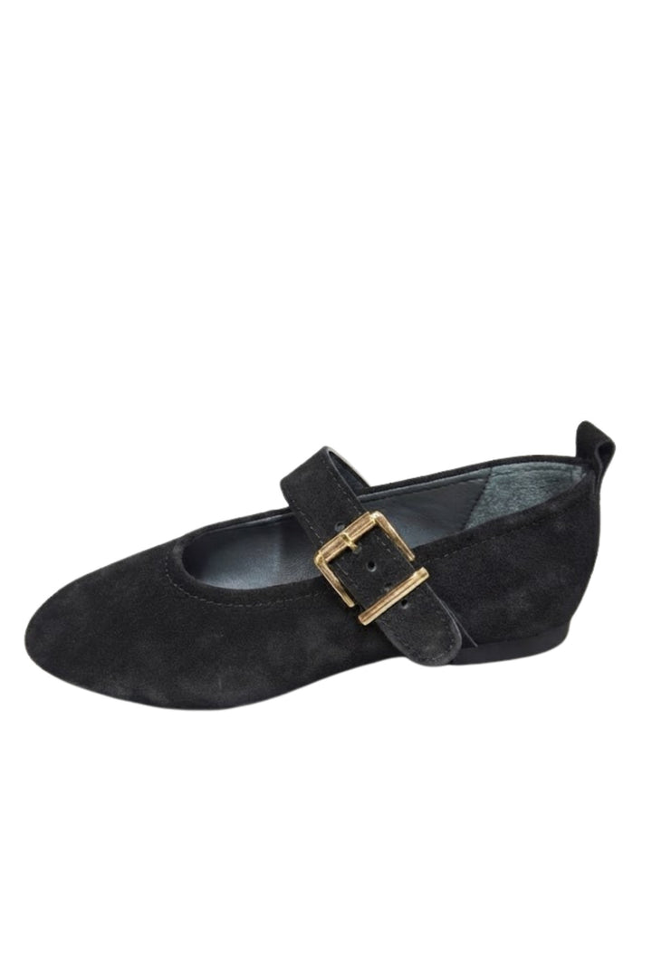 Wavelys NOREL Ballerines en cuir suédé véritable noires - Noir