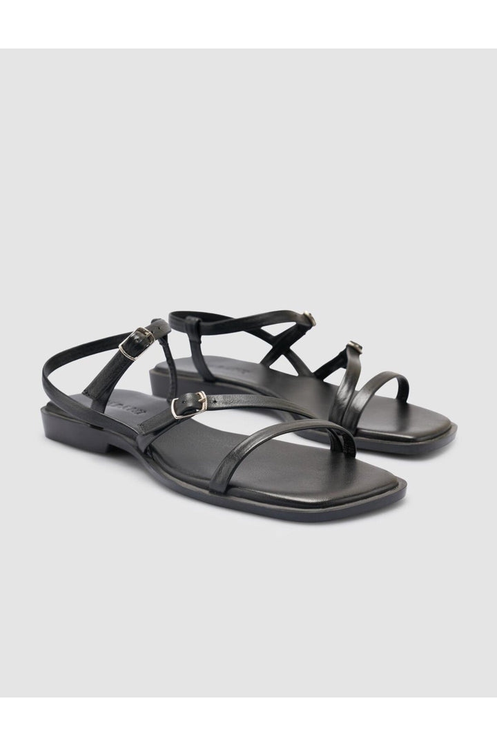 Cabani Shoes %100 Cuir véritable Sandales noires pour femmes - Multicolore