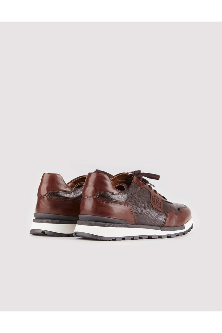 Cabani Shoes Chaussures de sport pour hommes en cuir véritable, design spécial, marron avec lacets. - Marron