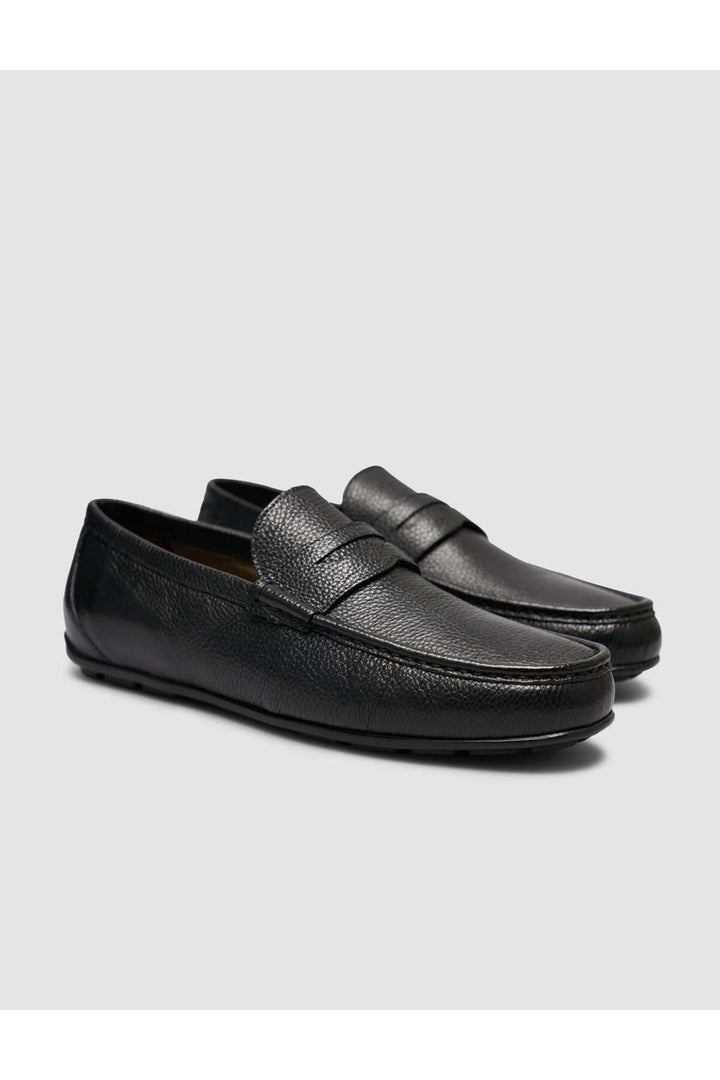 Cabani Shoes Chaussures Loafer pour hommes en cuir véritable texturé noir - Multicolore