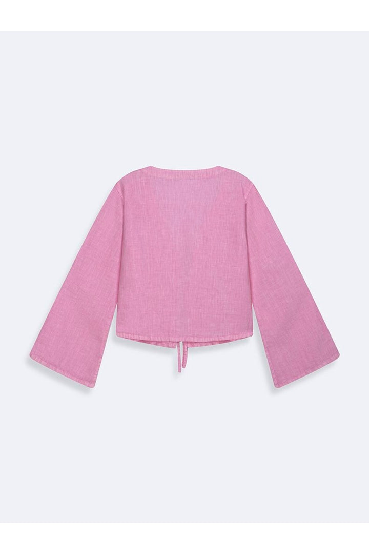 LTB Chemise Crop Blanc à Détail de Nouage en V - Blanc