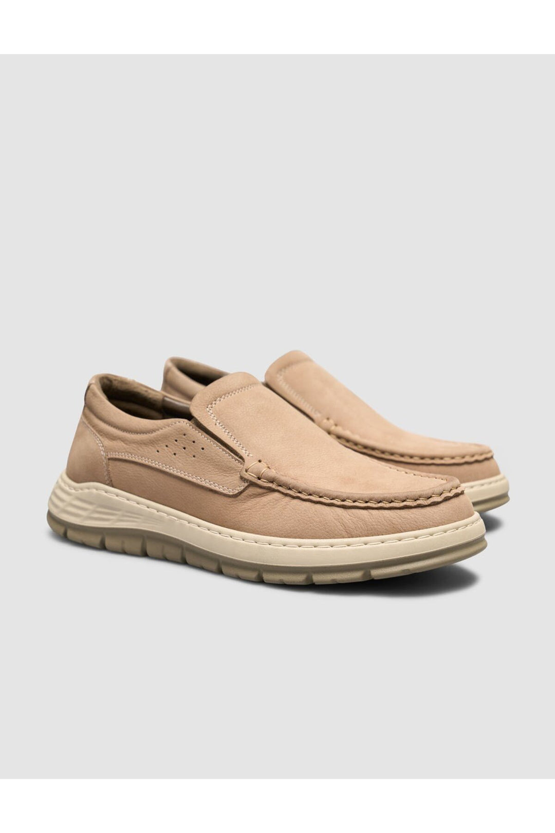 Cabani Shoes Mocassins pour hommes en cuir véritable couleur sable - Vison