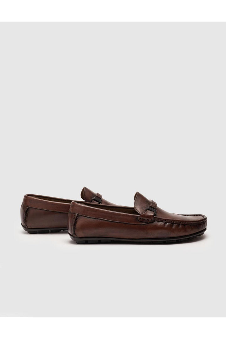 Cabani Shoes Chaussures loafers pour hommes en cuir véritable marron à design spécial - Marron