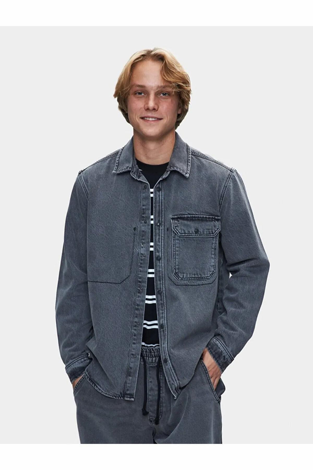 LTB Chemise en Jean pour Homme Aıdan Neıko Wash - Foncé Gris_55819