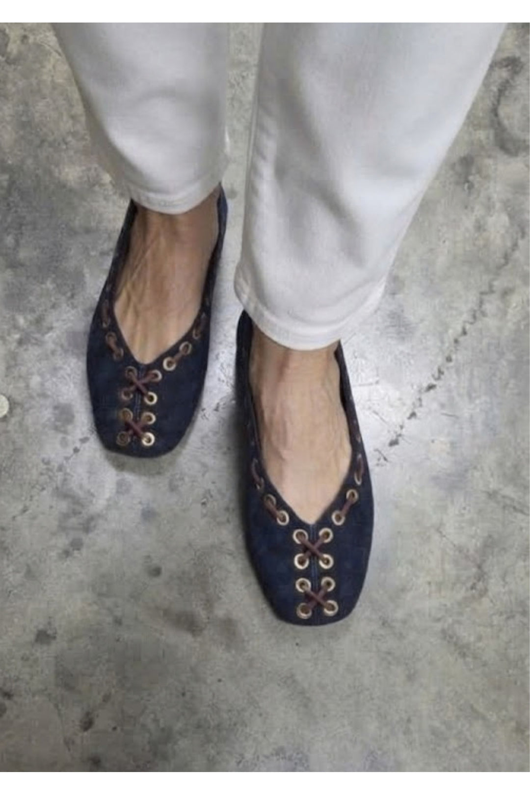 Wavelys DEXA Ballerines en cuir suédé véritable bleu marine à bout métallique avec un confort optimal. - Bleu marine