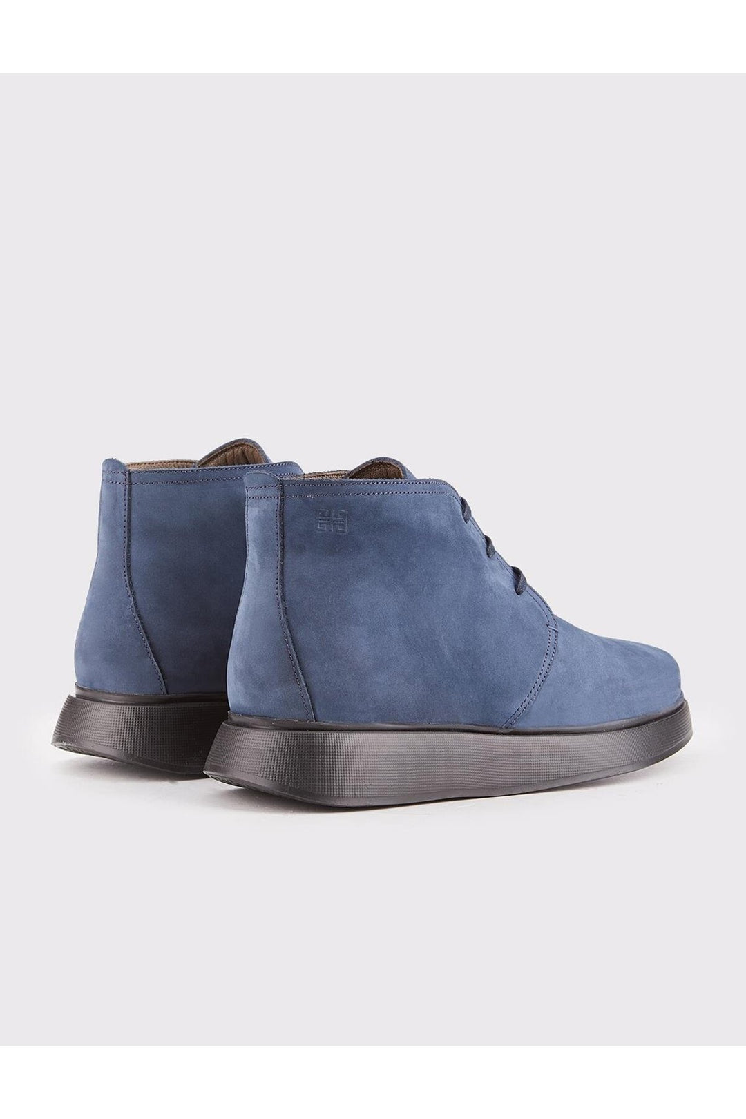 Cabani Shoes Bottines pour hommes en cuir véritable bleu marine à lacets. - Bleu marine