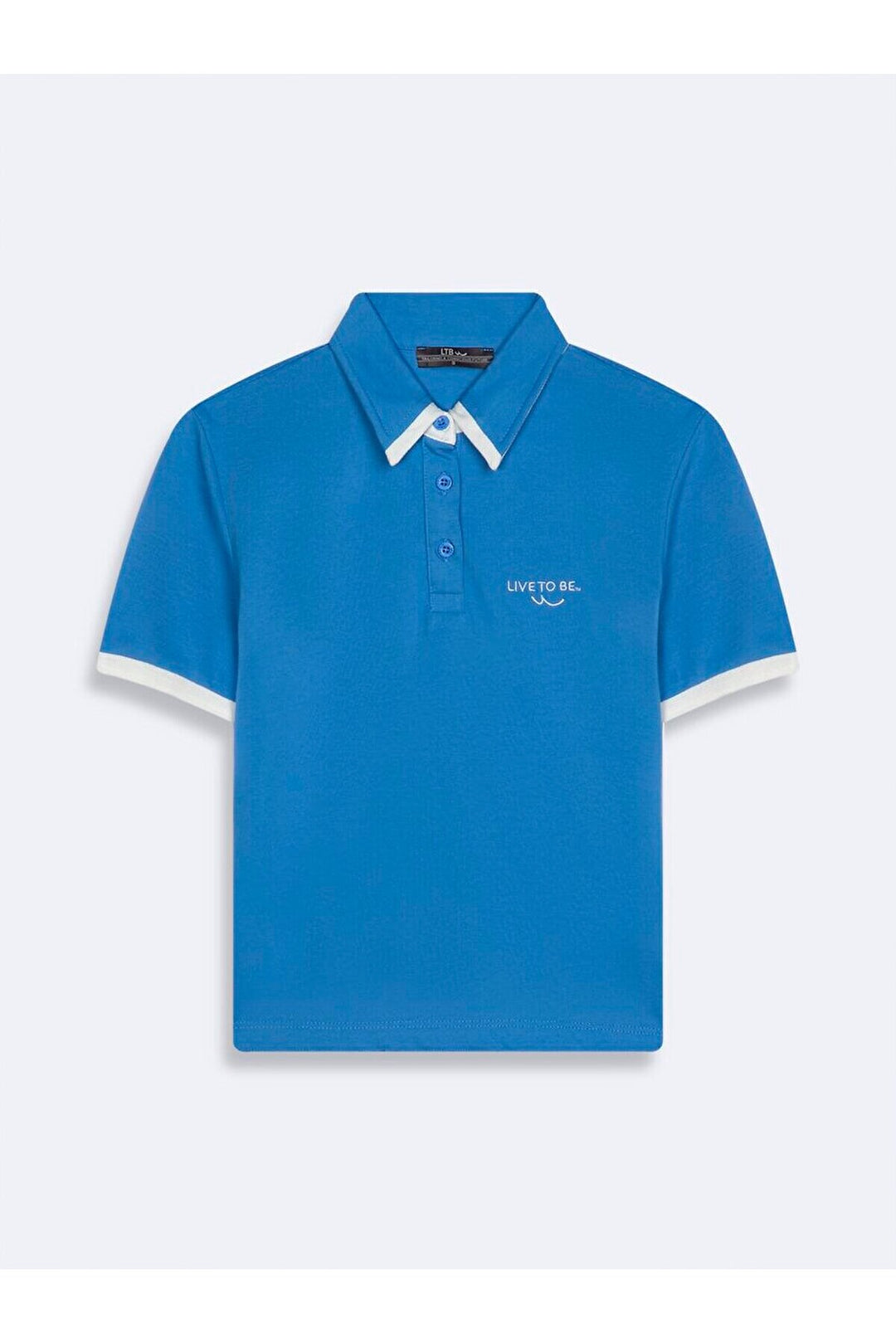 LTB T-shirt bleu marine à col polo à slogan slim relaxed à manches courtes - karişik_14209