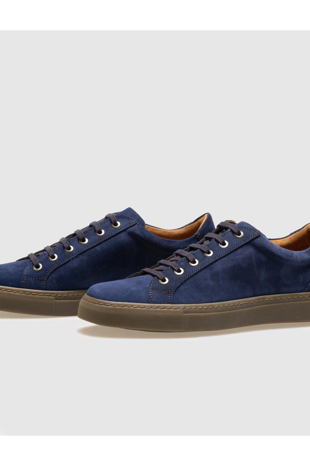 Cabani Shoes Chaussures de sport pour hommes en cuir véritable en suède bleu avec lacets. - Bleu
