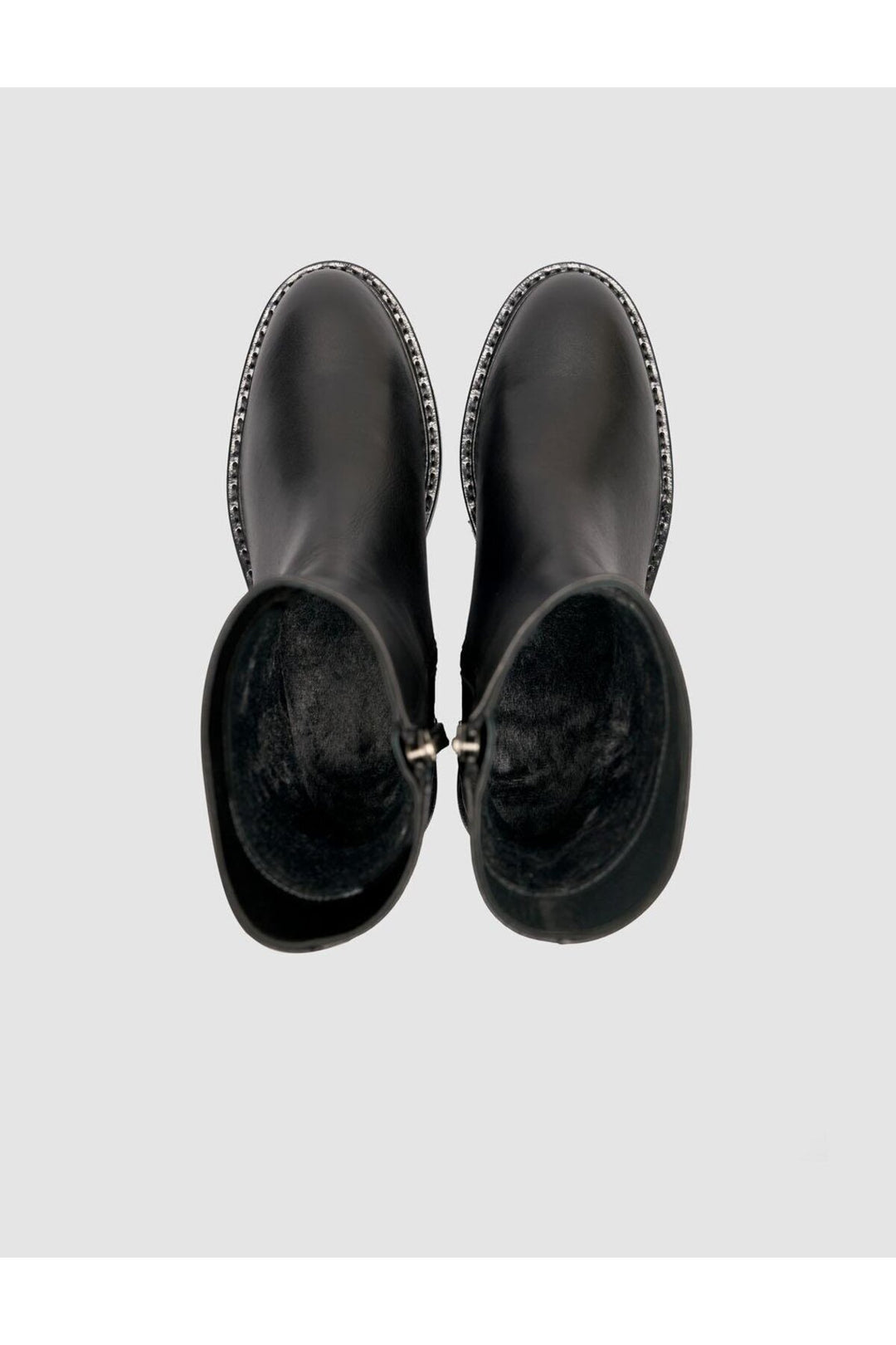 Cabani Shoes Bottines quotidiennes pour femmes en cuir véritable noir avec détails cloutés et fermeture éclair. - Noir