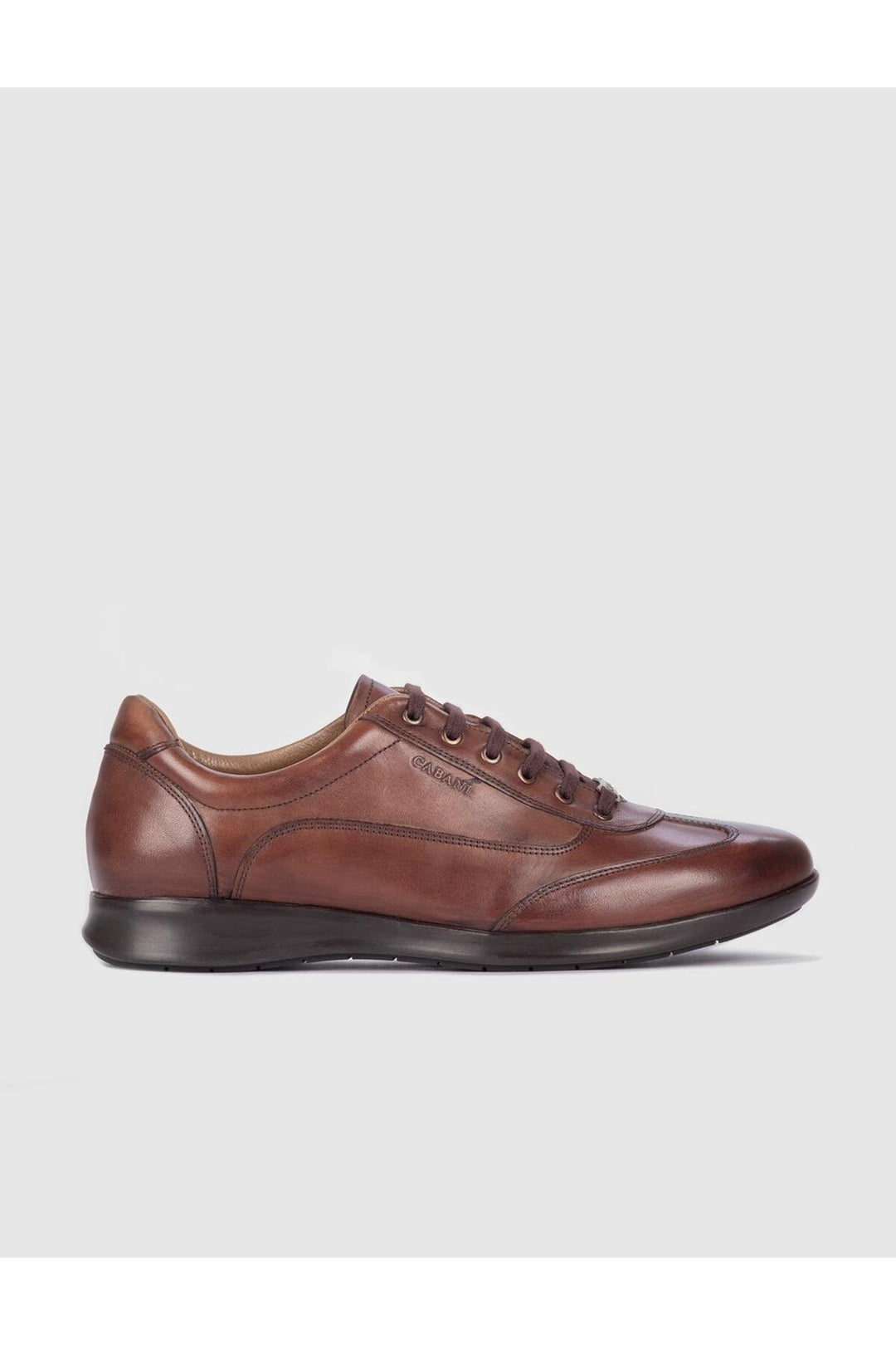 Cabani Shoes Chaussures de ville pour hommes en cuir véritable marron avec lacets et semelle en caoutchouc. - Marron