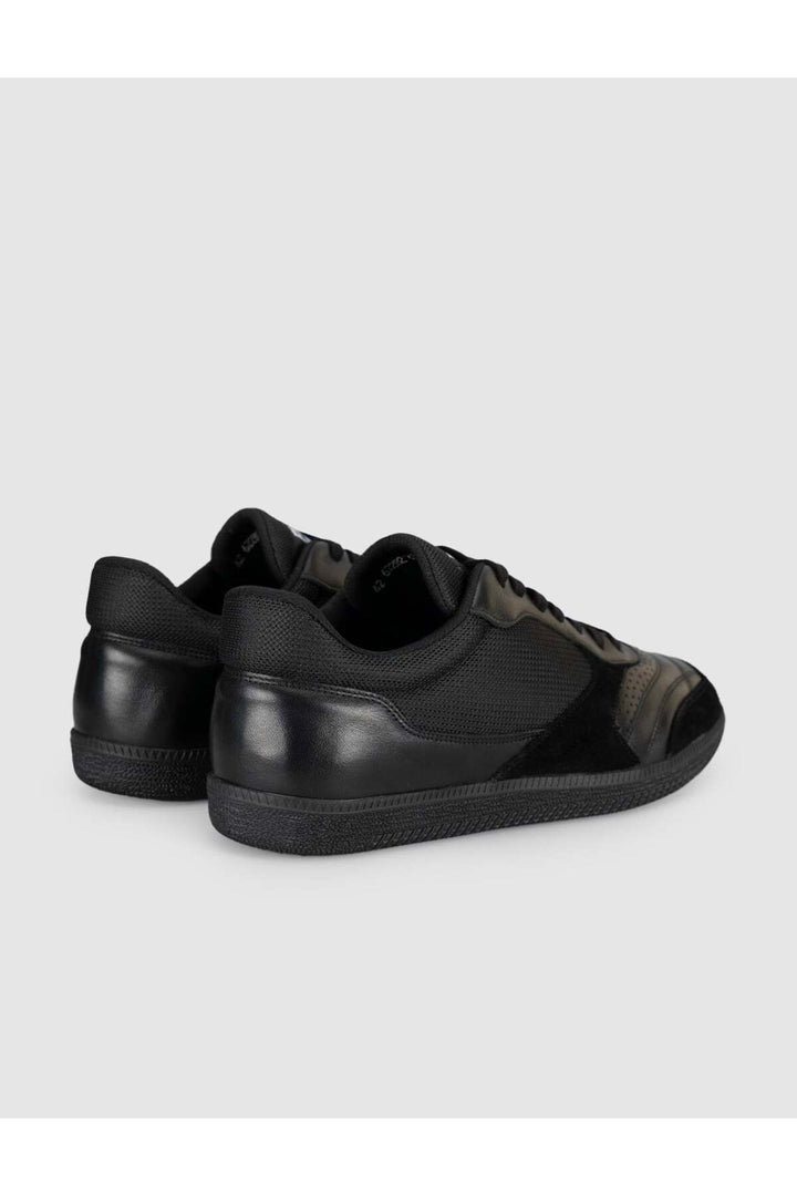 Cabani Shoes Baskets pour hommes en cuir véritable noir - Multicolore