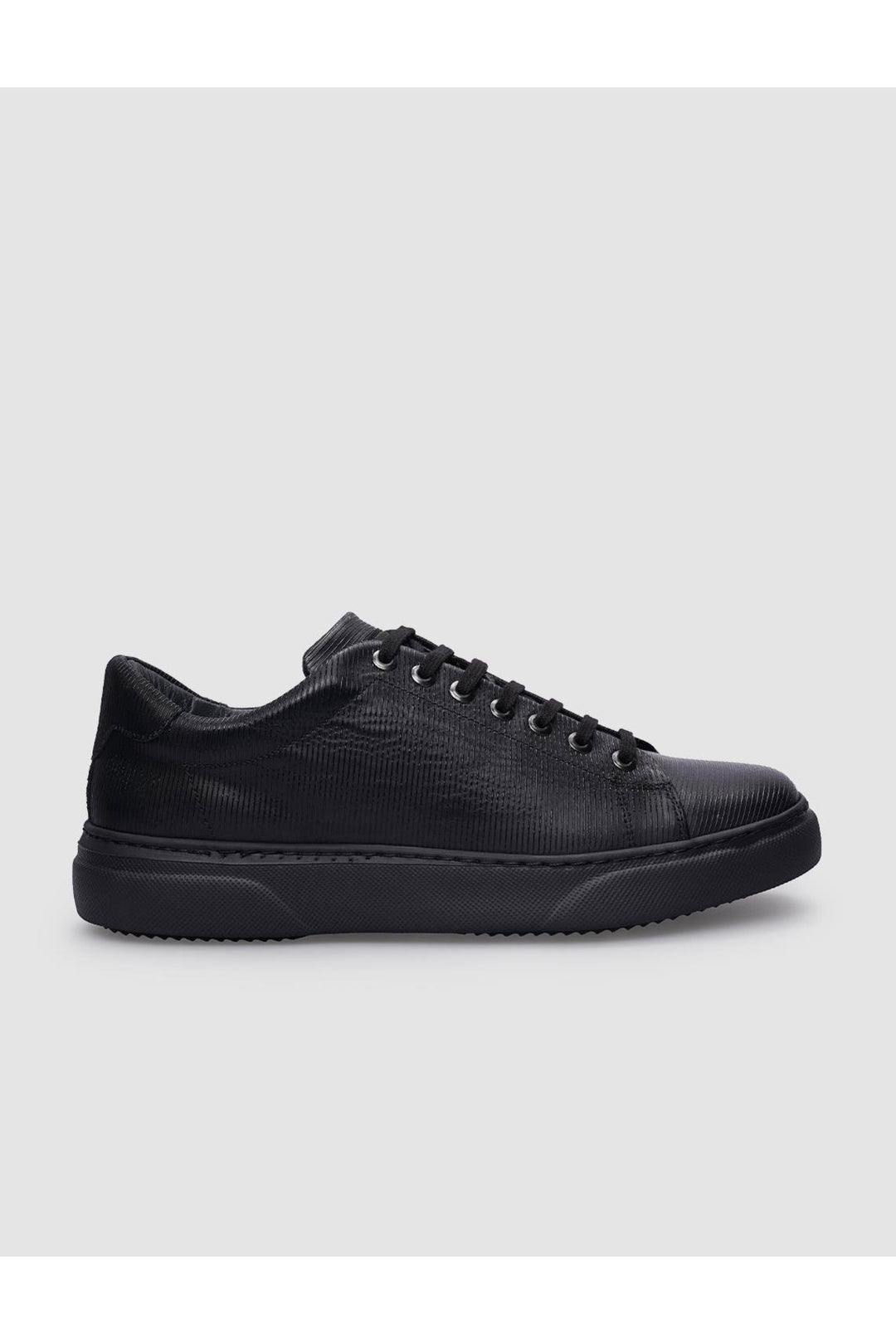 Cabani Shoes Chaussures de sport pour hommes en cuir véritable noires à lacets - Noir