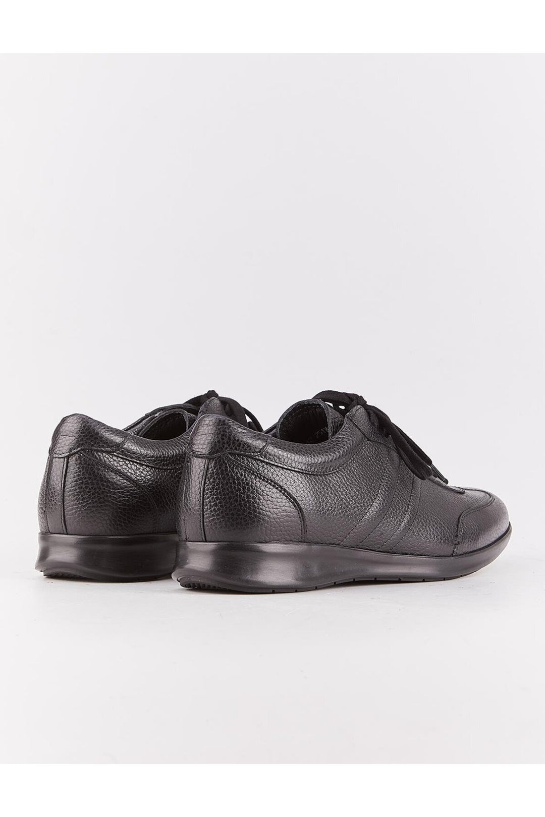 Cabani Shoes Chaussures de ville pour hommes en cuir véritable, noires, à lacets, avec motifs de couture sur les côtés. - Noir