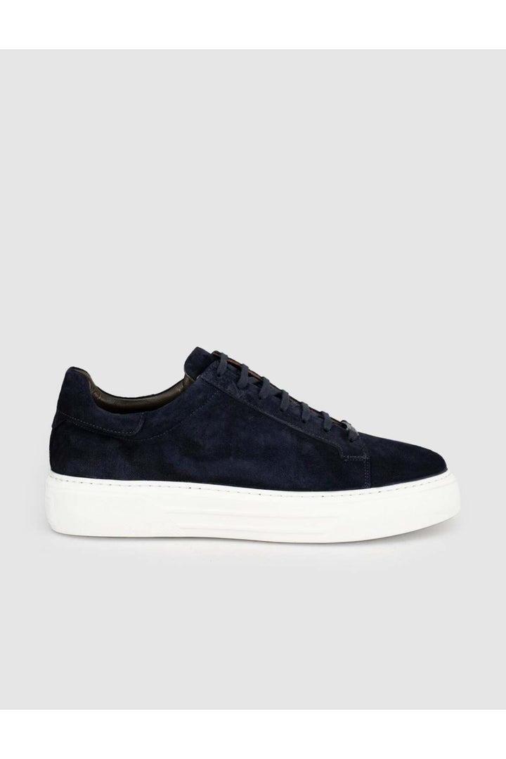Cabani Shoes Baskets pour hommes en cuir véritable suédé bleu marine - Multicolore