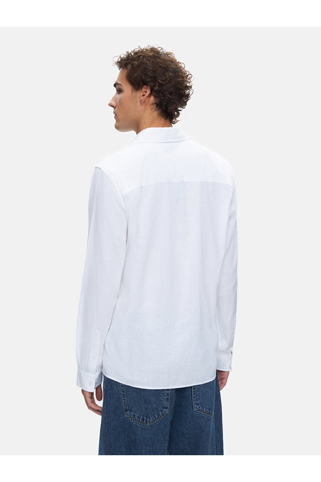 LTB Chemise blanche à manches longues regular aspect lin imprimé