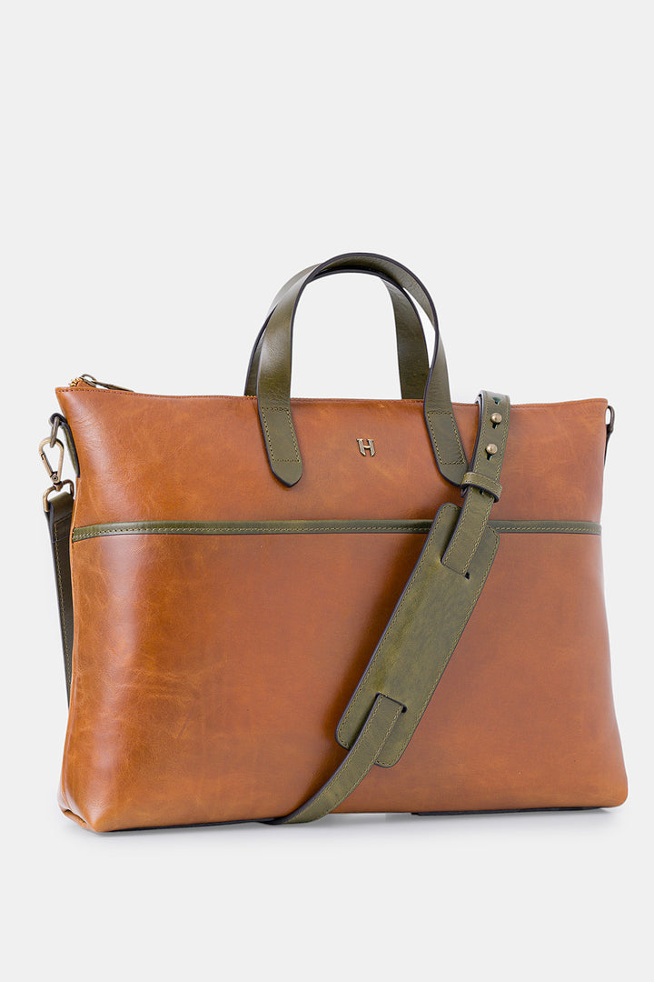 helmbrook Sac pour ordinateur portable Brice en cuir véritable unisexe de 15,6po à compartiment unique