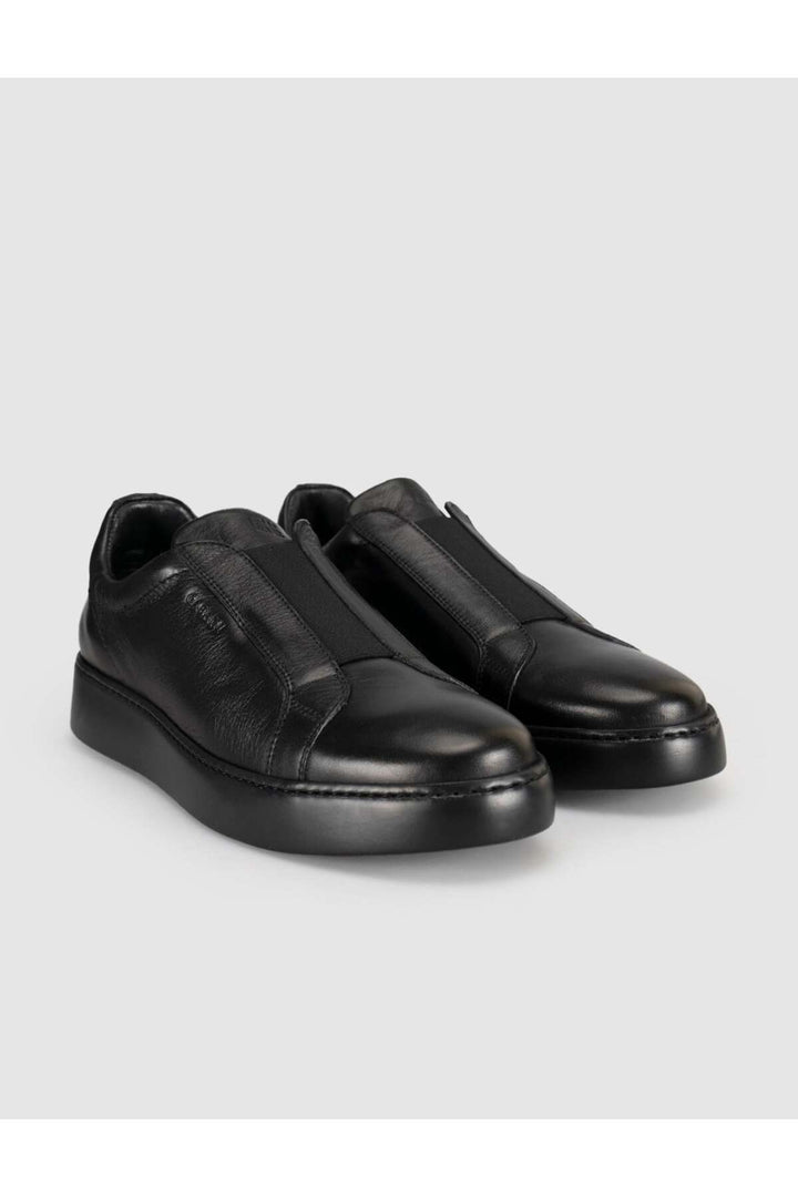 Cabani Shoes Baskets décontractées pour hommes en cuir véritable noir - Multicolore