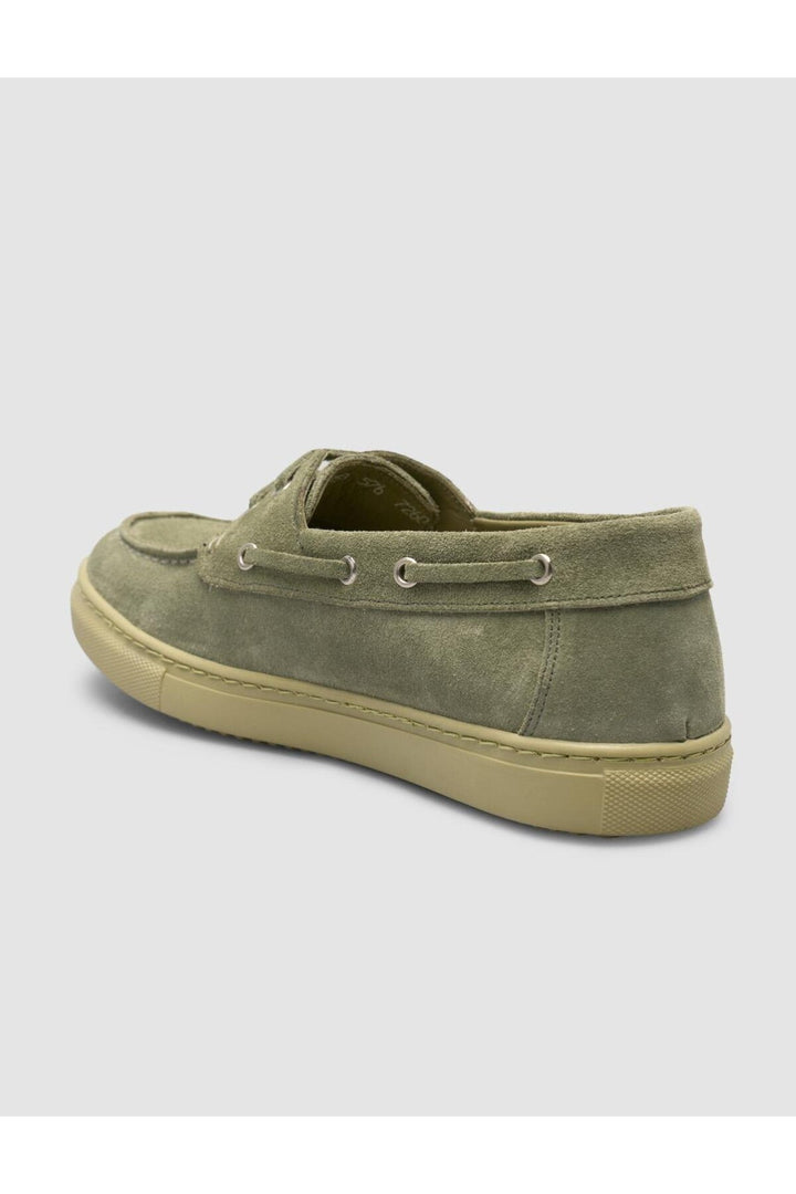 Cabani Shoes Lenanor MonaMae %100 Cuir Véritable Suède Vert Chaussures Bateau Femme Quotidien - Vert