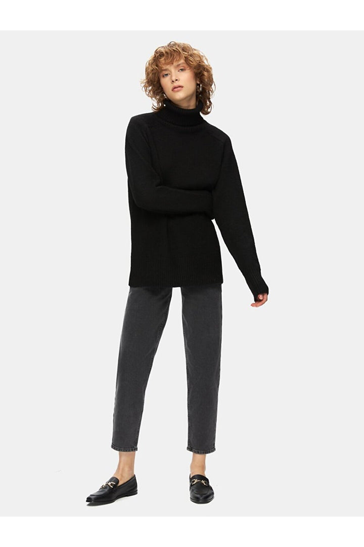 LTB Pull noir à manches longues et col roulé