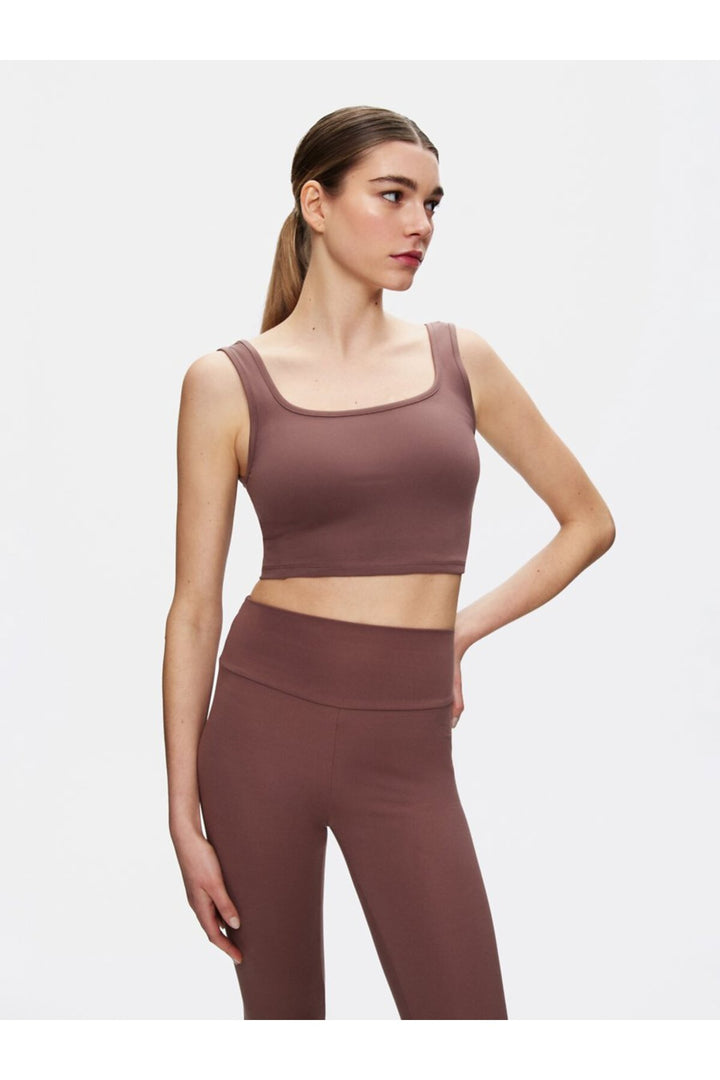 LTB Singlet court à bretelles et encolure carrée marron