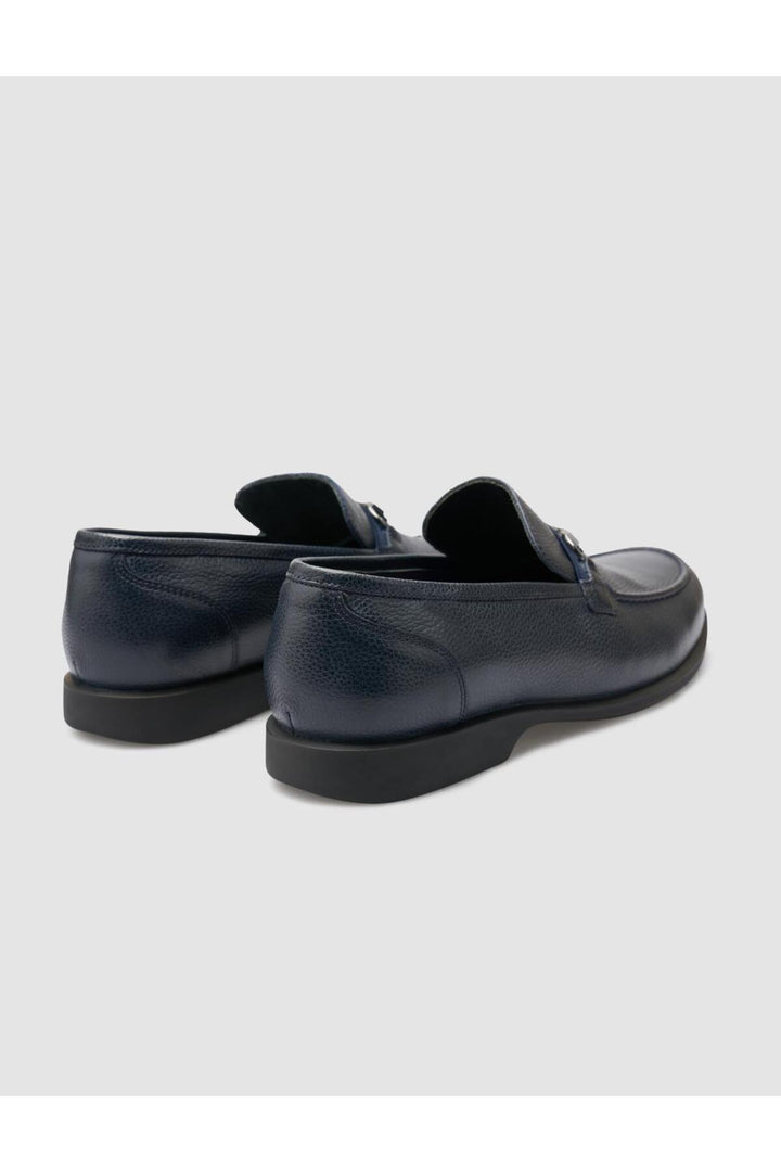 Cabani Shoes Mocassins pour hommes en cuir véritable bleu marine avec boucle. - Bleu marine