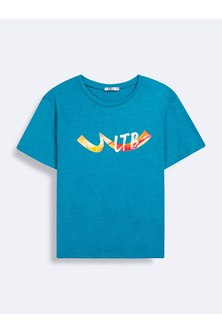 LTB T-shirt bleu avec imprimé à col rond et manches courtes - Bleu_8754