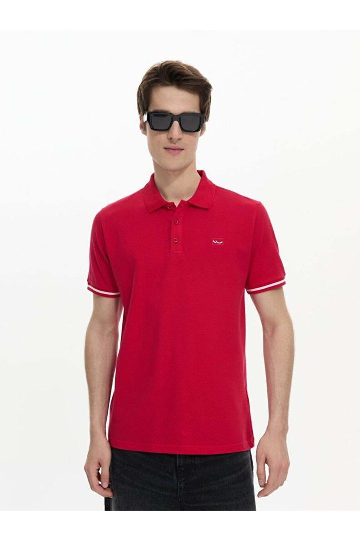 LTB Tee-shirt à manches courtes avec col polo Pressed Regular Red