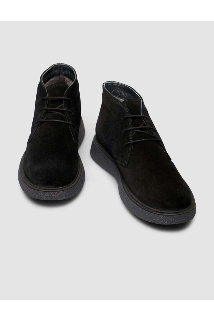 Cabani Shoes Bottines quotidiennes en cuir véritable suédé noir à lacets - Multicolore