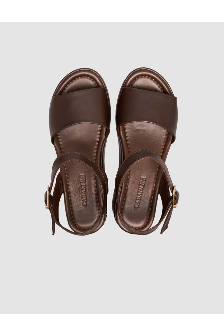 Cabani Shoes Sandales à plateforme pour femmes en cuir véritable marron - Multicolore