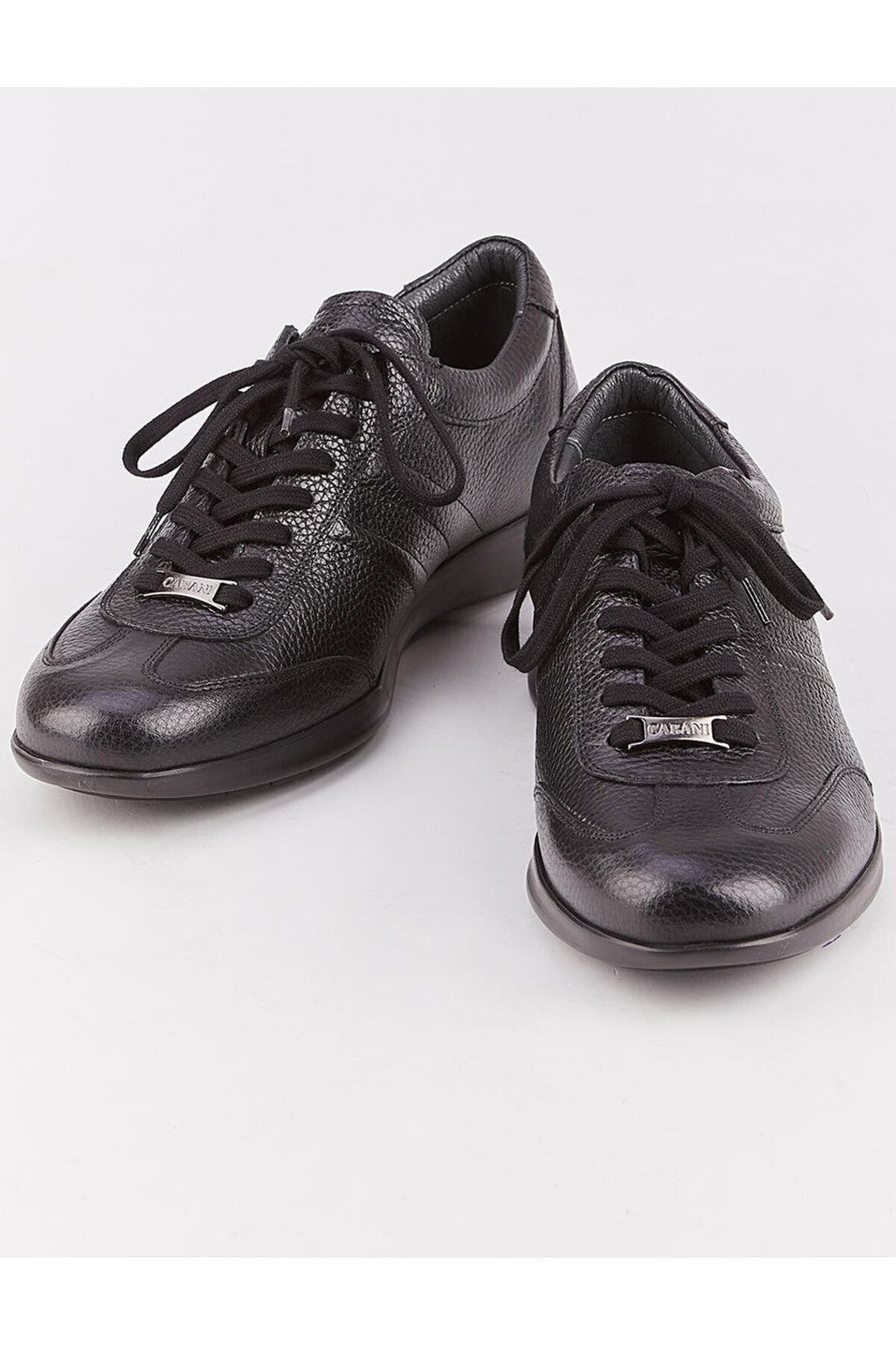 Cabani Shoes Chaussures de ville pour hommes en cuir véritable, noires, à lacets, avec motifs de couture sur les côtés. - Noir