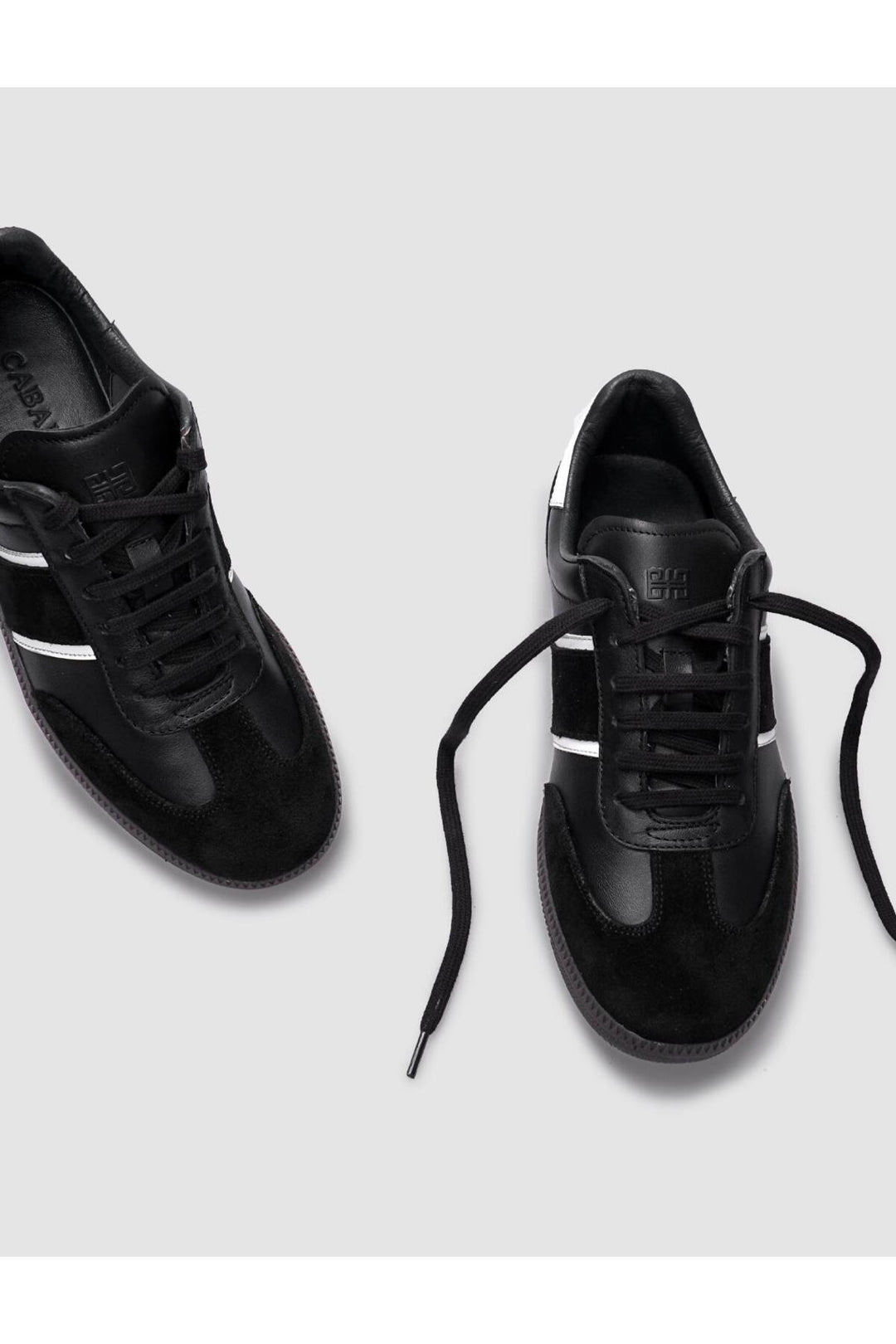 Cabani Shoes Baskets de sport pour femmes en cuir véritable noir en daim à lacets 100% - Multicolore